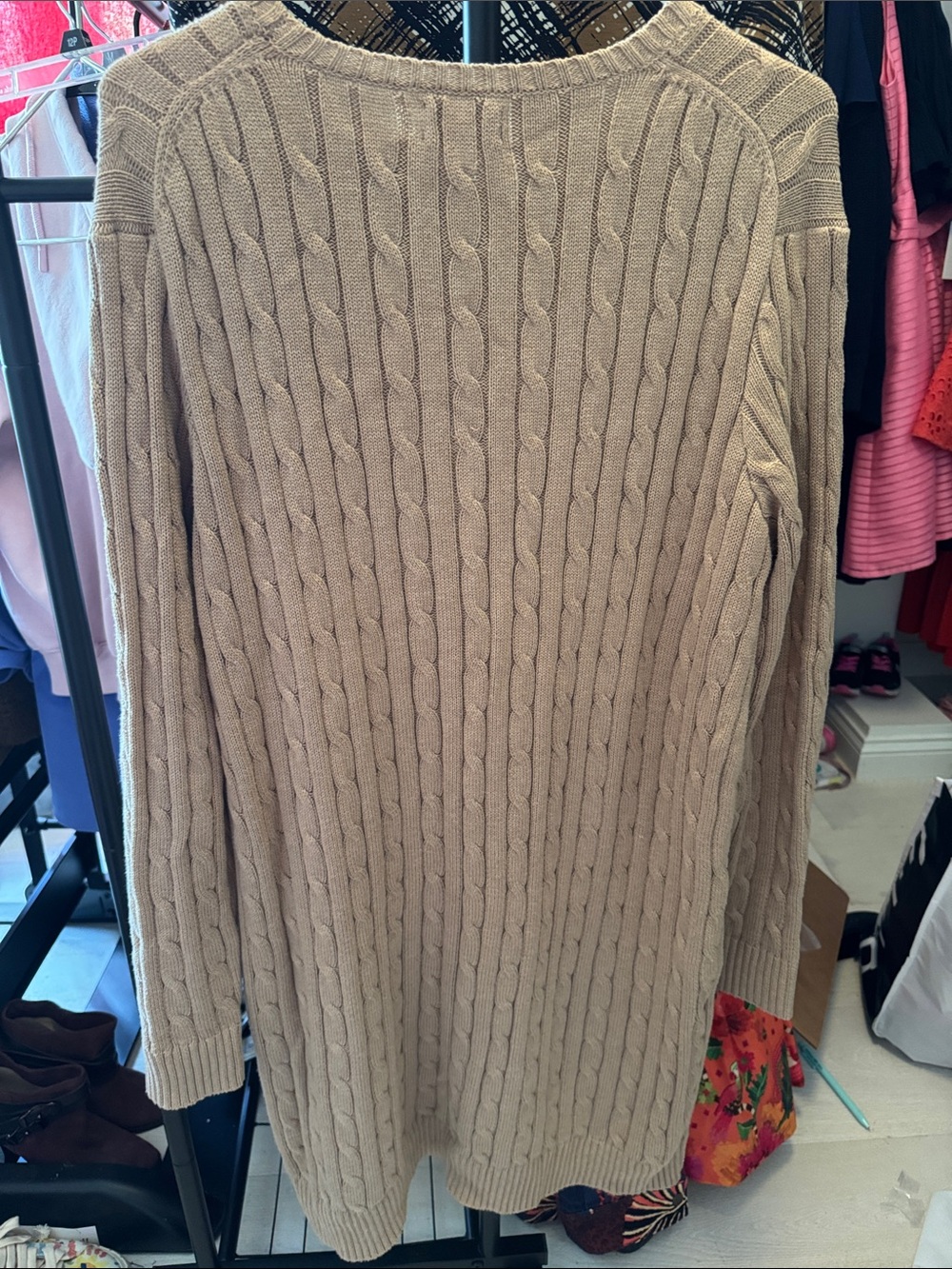 Polo by Ralph Lauren Taupe Cable-Knit Crewneck Dress - Picture 6 of 7